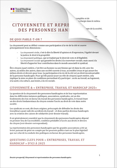 ETH 2025 - Les personnes handicapées « Citoyenneté et représentation » (PDF)